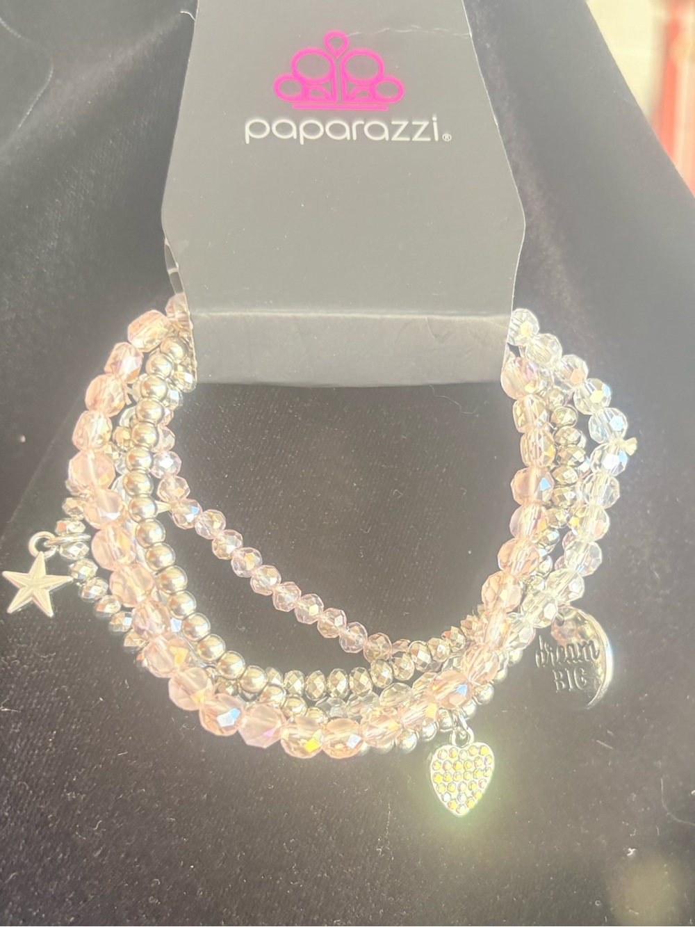 paparazzi Iridescent Pink Multi-Strand Charm Bracelet
